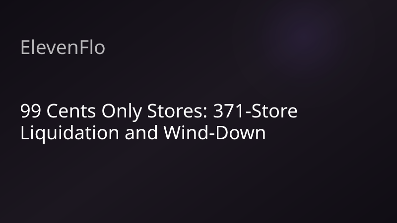 ElevenFlo blog post graphic for "99 Cents Only Stores: 371-Store Liquidation and Wind-Down"