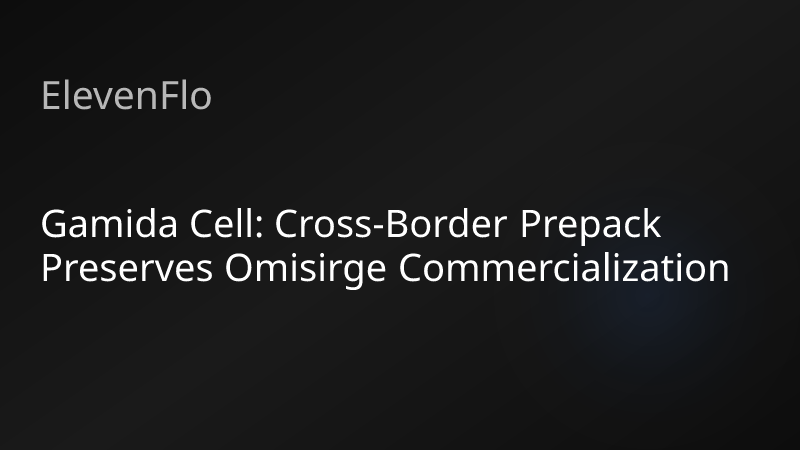 ElevenFlo blog post graphic for "Gamida Cell: Cross-Border Prepack Preserves Omisirge Commercialization"