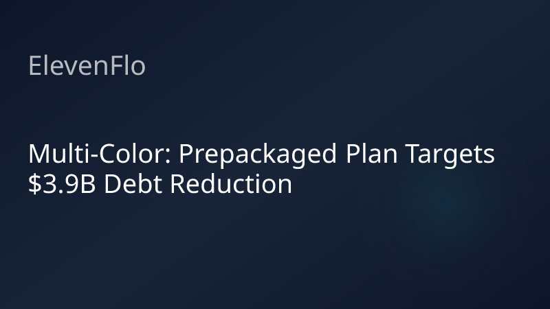 ElevenFlo blog post graphic for "Multi-Color: Prepackaged Plan Targets $3.9B Debt Reduction"