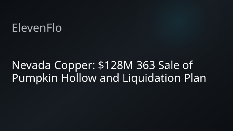 ElevenFlo blog post graphic for "Nevada Copper: $128M 363 Sale of Pumpkin Hollow and Liquidation Plan"