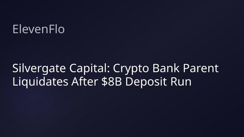 ElevenFlo blog post graphic for "Silvergate Capital: Crypto Bank Parent Liquidates After $8B Deposit Run"