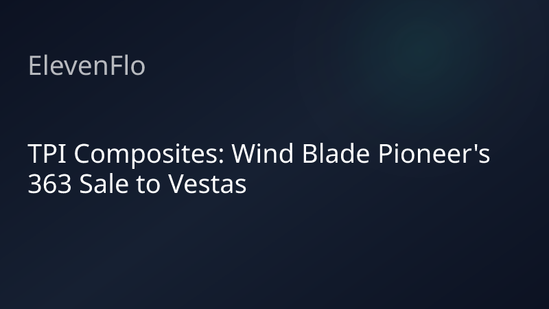 ElevenFlo blog post graphic for "TPI Composites: Wind Blade Pioneer's 363 Sale to Vestas"