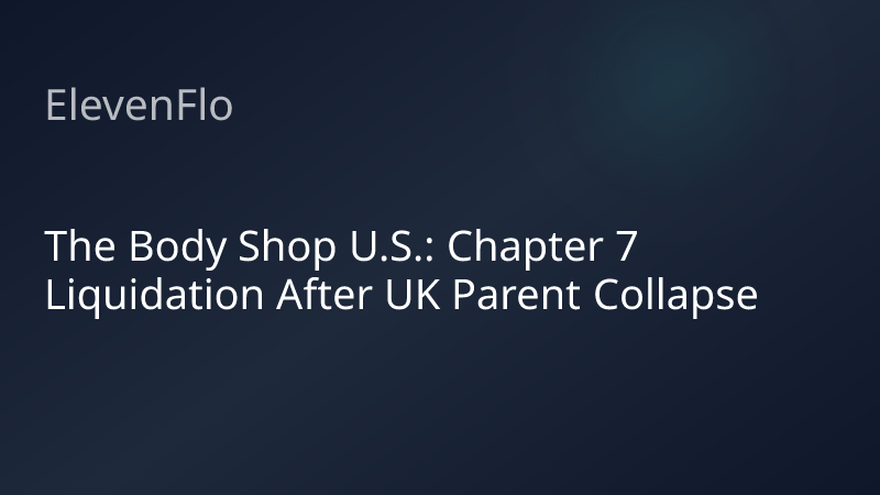 ElevenFlo blog post graphic for "The Body Shop U.S.: Chapter 7 Liquidation After UK Parent Collapse"