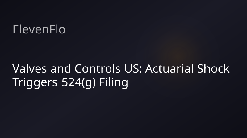 ElevenFlo blog post graphic for "Valves and Controls US: Actuarial Shock Triggers 524(g) Filing"
